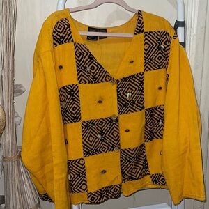 Tbeautoful tribal beaded/Shell Button Cardigan Shirt